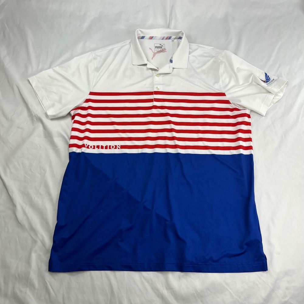 Puma Volition Golf Performance Patriotic Striped Polo‎ Shirt